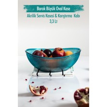 Depa Akrilik Barok Aquamarin Büyük Oval Meyve & Salata Kasesi & Karıştırma Kabı / 3,3 Lt  (Cam Değildir)