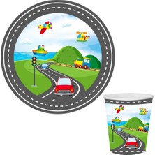 Kidspartim Taşıtlar Karton Tabak Bardak 8 Li