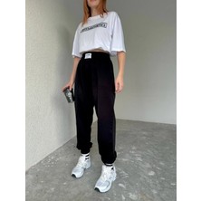 Cof Butik Baskılı T-Shirt Jogger Eşofman Takım Siyah