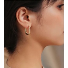 Mazen Cerrahi Çelik Dikdörtgen Küpe Antialerjik Kararmaz Küpe