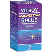 Vitboy Magnezyum 5 Plus 60 Tablet 200 mg Malat-Bisglisinat-Sitrat-L-Treonat-Taurat-B6-D3