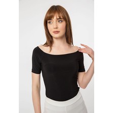 Laranor Madonna Yaka  Alttan Çıtçıtlı Bluz/body 46 - Siyah