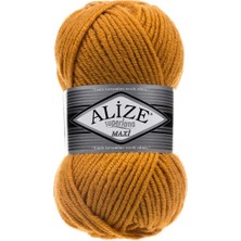 Alize 5 Adet Süperlana Maxi Hardal 02 Kalın El Örgü Ipi Yelek Hırka Ipi Atkı Bere Kazak Ipliği
