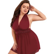 Beruflic Mini Bordo Kadın Büyük Beden Erotik Gecelik Lily Bianca 5045