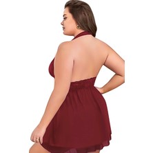 Beruflic Mini Bordo Kadın Büyük Beden Erotik Gecelik Lily Bianca 5045