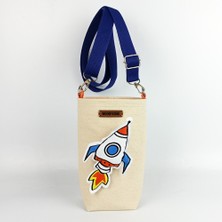 Woodycord El Yapımı Roket Rozetli Matara Kılıfı Su Şişesi Taşıma Çantası Bottle Bag