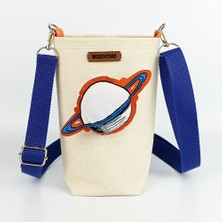 Woodycord El Yapımı Gezegen Rozetli Matara Kılıfı Su Şişesi Taşıma Çantası Bottle Bag