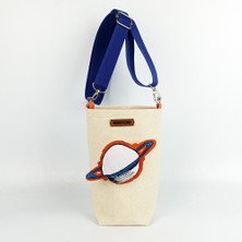 Woodycord El Yapımı Gezegen Rozetli Matara Kılıfı Su Şişesi Taşıma Çantası Bottle Bag