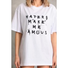 Stock Mount Unisex Baskılı Oversize T-Shirt - Beyaz