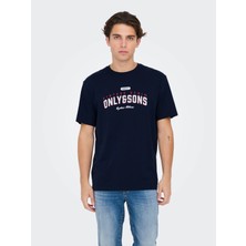 Only & Sons Erkek T-Shirt Lacivert 22028593 Onslenny Lıfe Reg Vıntage Prınt Tee Noos