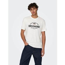 Only & Sons Erkek T-Shirt Beyaz 22028593 Onslenny Lıfe Reg Vıntage Prınt Tee Noos