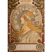 Poster City Alphonse Mucha, Zodyak Takvimi Tablosu Sanat Posteri