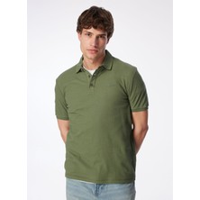 Lee Cooper Tylen Erkek %100 Pamuk Polo Yaka T-Shirt Haki