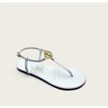 Tkees T8023 Tokalı Beyaz Kadın Parmak Arası Sandalet