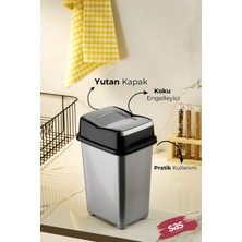 Sas Pratik Kapak Banyo Mutfak Girdap Çöp Kovası Gri 10 Litre
