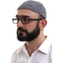 İhvan Füme Gri Kışlık Çift Renk Kadife Namaz Takkesi