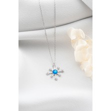 Gümüşistan 925 Ayar Gümüş Opal Taşlı Kutup Yıldızı Kolye