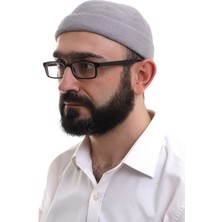 İhvan Açık Gri Katlamalı Sade Desen Kışlık Orlon Takke Şapka