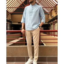 İnpool Erkek, Regular Fit, Hakim Yaka, Pamuklu, Keten Görünümlü Gömlek 24INPG07