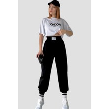 Cof Butik Baskılı T-Shirt Jogger Eşofman Takım Siyah