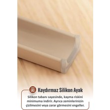 Ironika Kaymaz Ayaklı Dekoratif Iç Içe Geçebilen Plastik Tabure Mutfak Bahçe Taburesi 4 Adet Latte