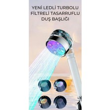 Ellante LED Işıklı Turbo Renkli Pervaneli Filtreli Su Tasarruflu Duş Başlığı