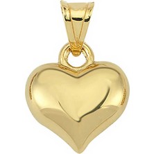 Serra Jewels Gümüş 3 Boyutlu Gold Kalp Kadın Kolye Ucu