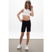 Timi Kids Siyah Beli Lastikli Kız Çocuk Şort Tayt 18172