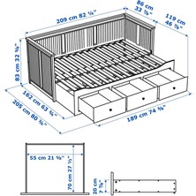 IKEA Hemnes 80X200 cm Açılabilir Divan ve Saklama Alanı, Beyaz, Divan, Bazalı, Çekyat YATAKSIZ Akdenizshop