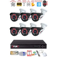 Fury 6 Kameralı Gece Görüşlü 1080P 2mp Görüntü Full Hd Atom LED Güvenlik Kamerası Seti 5570 1 Tb