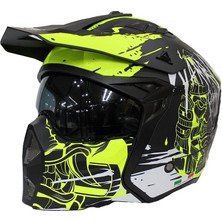 Sway X1-X Seul Matt Warrior Black Yellow White Moduler Kask - Motosiklet Kask