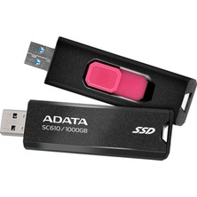 Adata 1tb Harici SSD Usb3.2 Gen2 Maksimum 550/500MBPS   SC610-1000G-CBK/RD