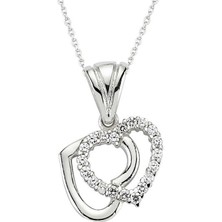 Serra Jewels Gümüş Çift Kalpli Bayan Kolye