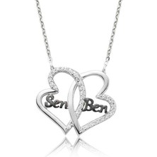 Serra Jewels Gümüş Kalpli Sen Ben Bayan Kolye
