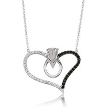 Serra Jewels Gümüş Kalpli Tek Taş Bayan Kolye