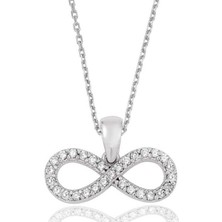 Serra Jewels Gümüş Beyaz Taşlı Sonsuzluk Bayan Kolye