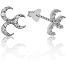 Serra Jewels Gümüş Üç Hilal Çivili Küpe