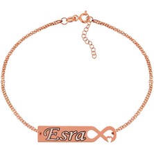 Serra Jewels Gümüş Rose Kişiye Özel Sonsuzluk Kalp İsimli Bayan Bileklik