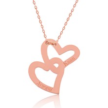 Serra Jewels Gümüş Rose Birleşmiş Kalpler İsimli Bayan Kolye