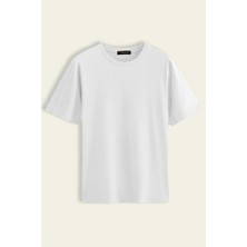 Hanclo Unisex Beyaz  Pamuk Basic Regular/normal Kesim Bisiklet Yaka Kısa Kollu T-Shirt