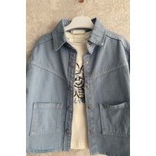 Turuncu Gardrop Turuncu Gardrop 4-8 Yaş Kız Çocuk Kot Ceket ve Tshirt Takım Mavi