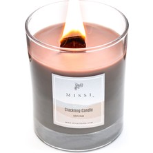 Missi Ahşap Fitilli Patchouli Kokulu Gri Craklıng Vegan Mum (Çıtırtılı Mum)
