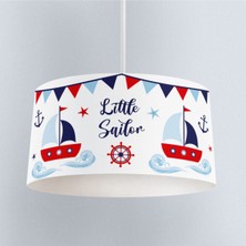 Woodhub Beyaz Çocuk Odası Sarkıt Avize Litte Salior Desenli - Abajur Avize