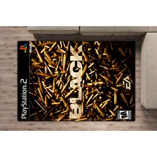 Get Carpet Yıkanabilir Kaymaz Taban Nostaljik Retro Playstation Desenli Çocuk Genç Odası Oyuncu Halısı