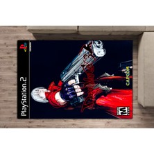 Get Carpet Yıkanabilir Kaymaz Taban Nostaljik Retro Playstation Desenli Çocuk Genç Odası Oyuncu Halısı