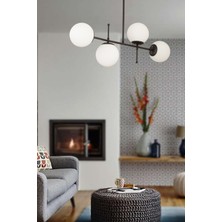Woodhub Siyah Günay 4lü Siyah Modern Mutfak Yemek Masası Üstü Yatak Odası Salon Avize Modern Metal Mutfak 4