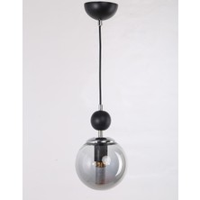 Woodhub 1 Misket Siyah Krom Kaplama Füme Camlı Avize 81-90 cm Metal 100 x 18 E27 Modern Siyah