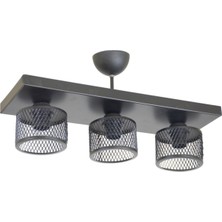 Woodhub 3 Üçlü Kafes Model Modern Plafonyer Avize Modern Siyah Metal E27