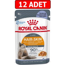 Royal Canın Hair Skin Kedi Yaş Mama 85GR 12 Adet Kedi Konserve Pouch