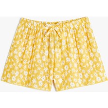 Koton Normal Bel Relaxed Sarı Kadın Şort 4SKG40078AK